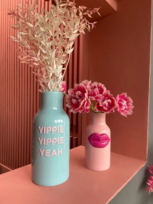 Yippie Yippie Yeah Blue Vase